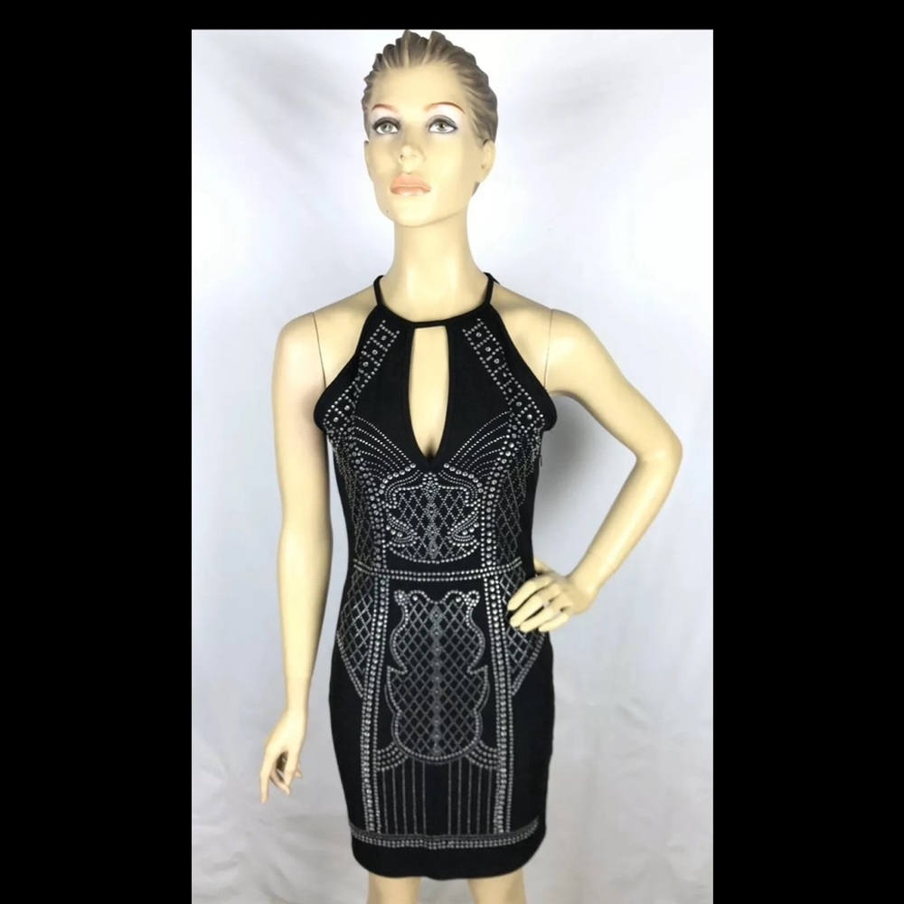Iris Los Angeles Women Black Elegant Cocktail Party Jewel  Dress Size Medium